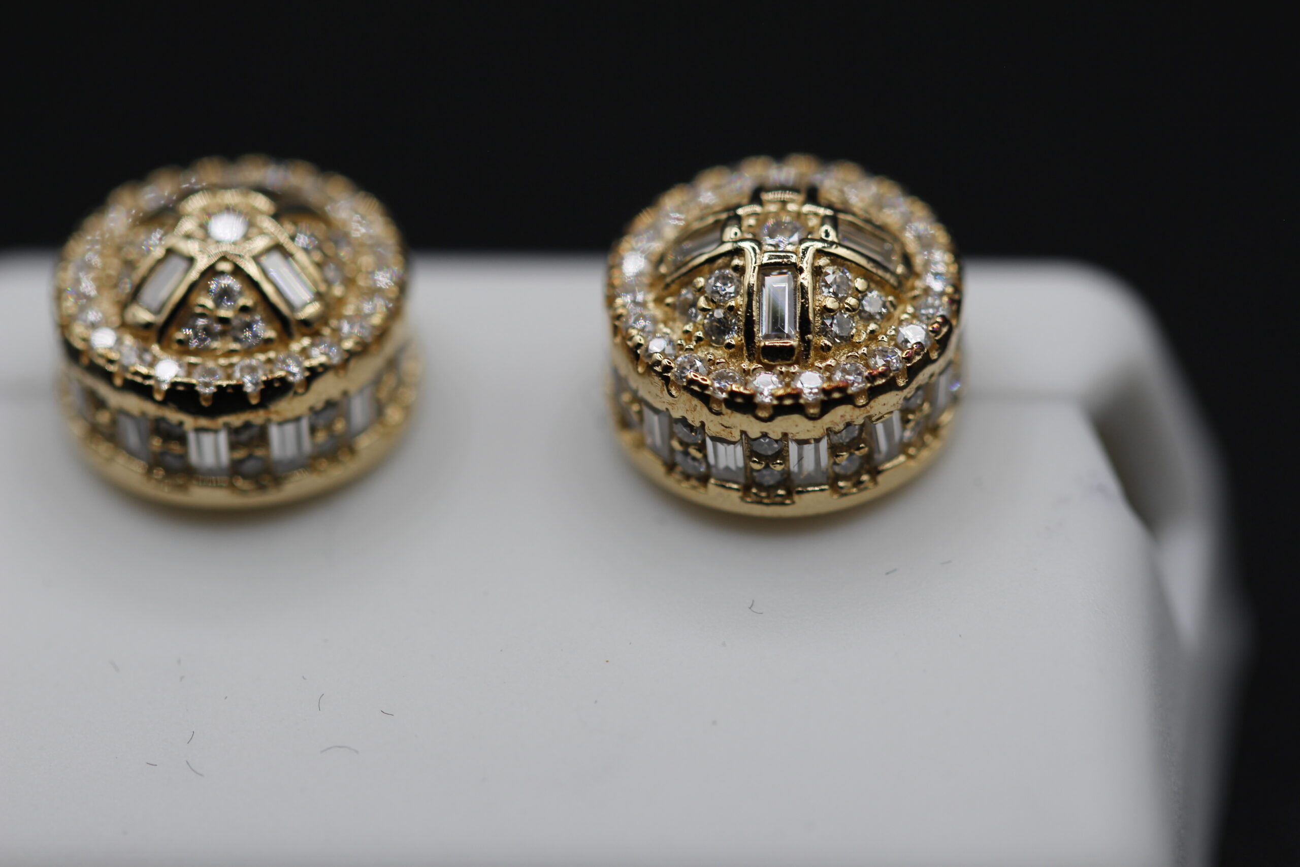 18k gold over king stud12 Halo Stud Earrings - Image 1