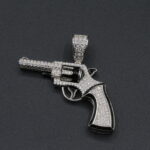925 Sterling Silver Moissanite Revolver Gun Pendant