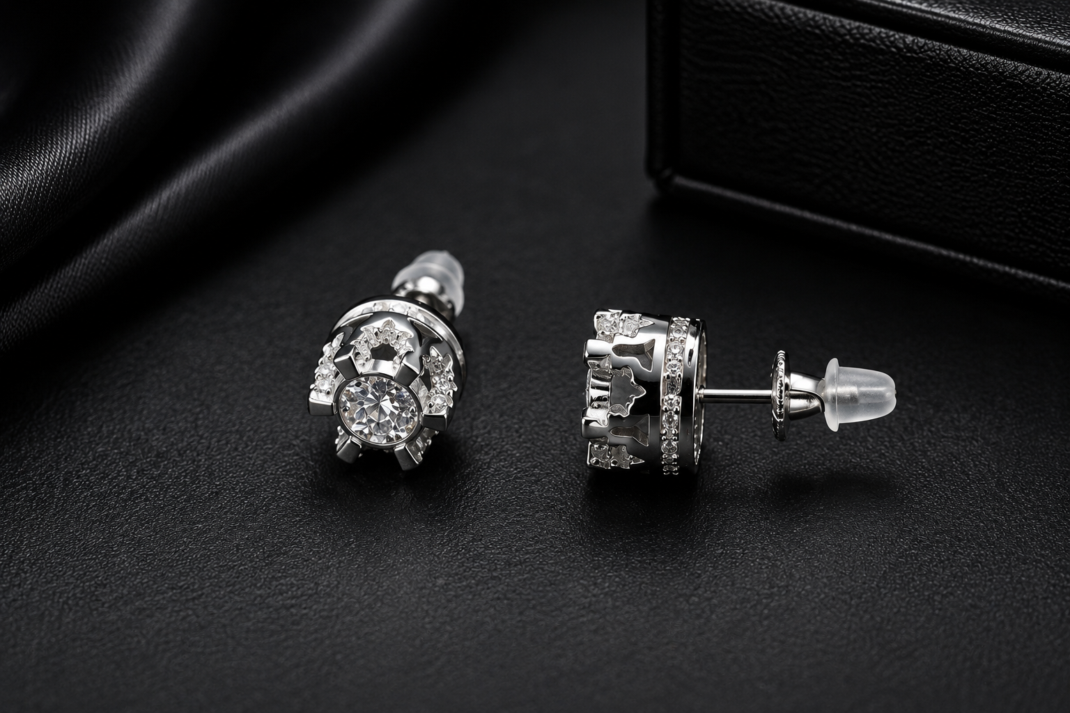 b2c0c7f4-26ea-4982-892e-db9534179a5a Crown Stud Earrings - Image 1