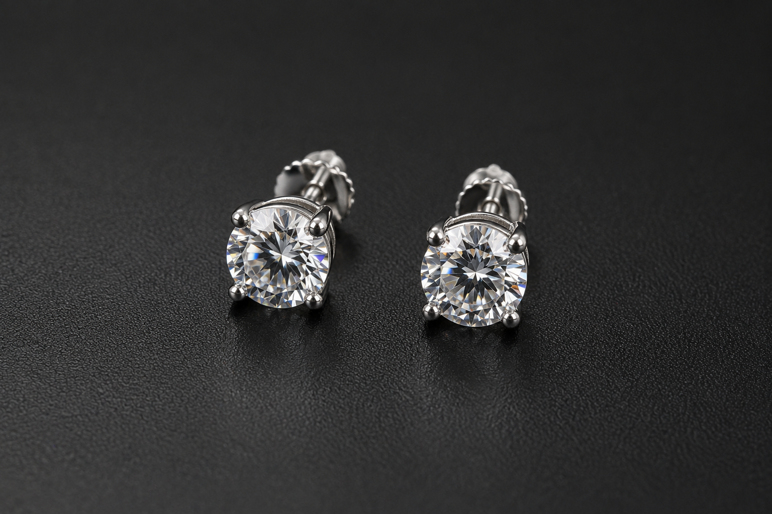 silver 1 Round Stud Earrings - Image 1