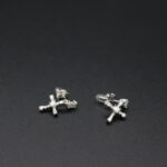 925 Sterling Silver Moissanite Cross Dangle Stud Earrings