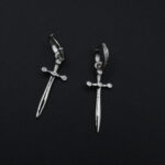 925 Sterling Silver Moissanite Sword Hoop Earrings